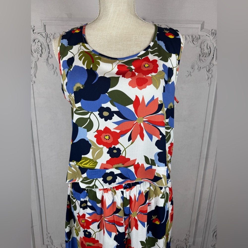Casual Floral Print Sleeveless Loose Top and Matching Wide Leg Pants Trousers - Picture 7 of 14